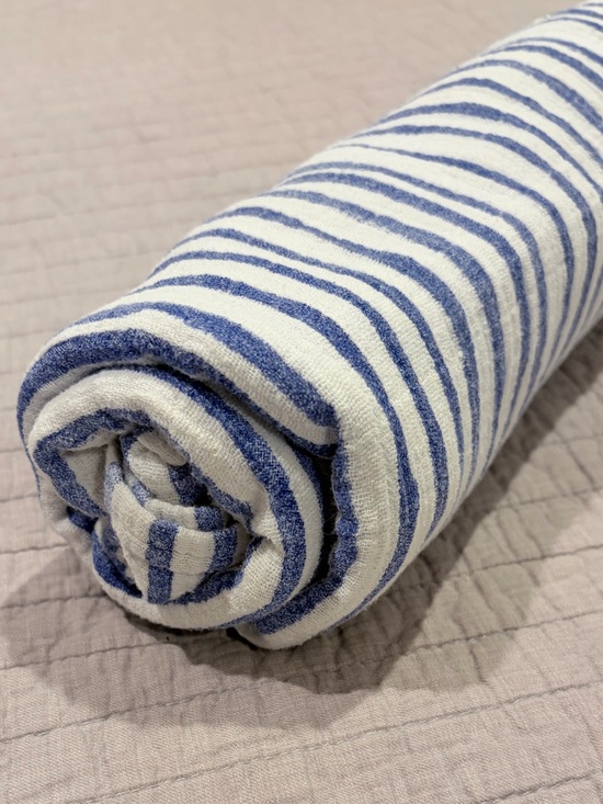 aden + anais Other - aden + anais Blue and White Striped Muslin Throw